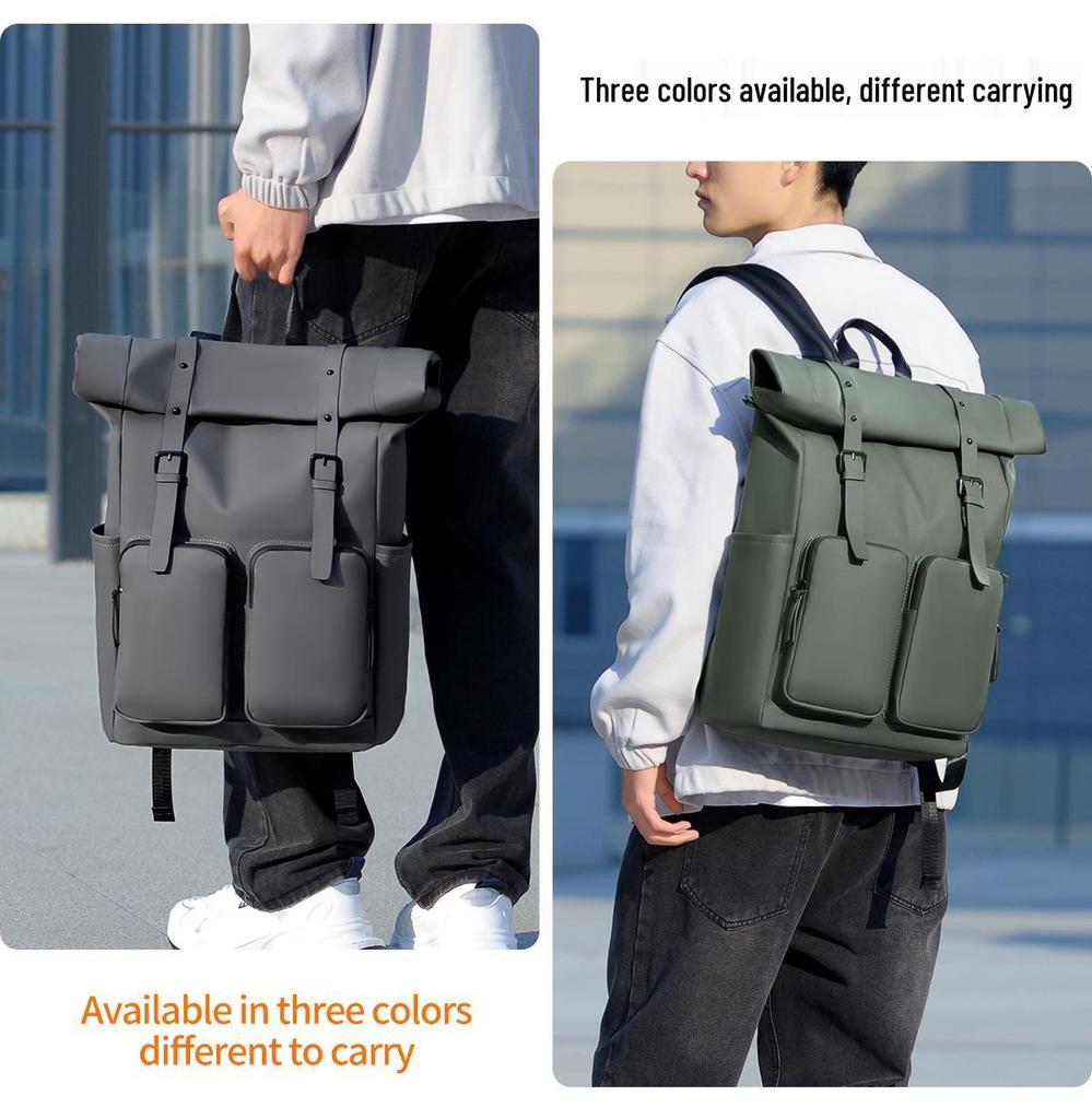 Mångsidig ryggsäck med stor kapacitet i enfärgad design för daglig pendling och resor