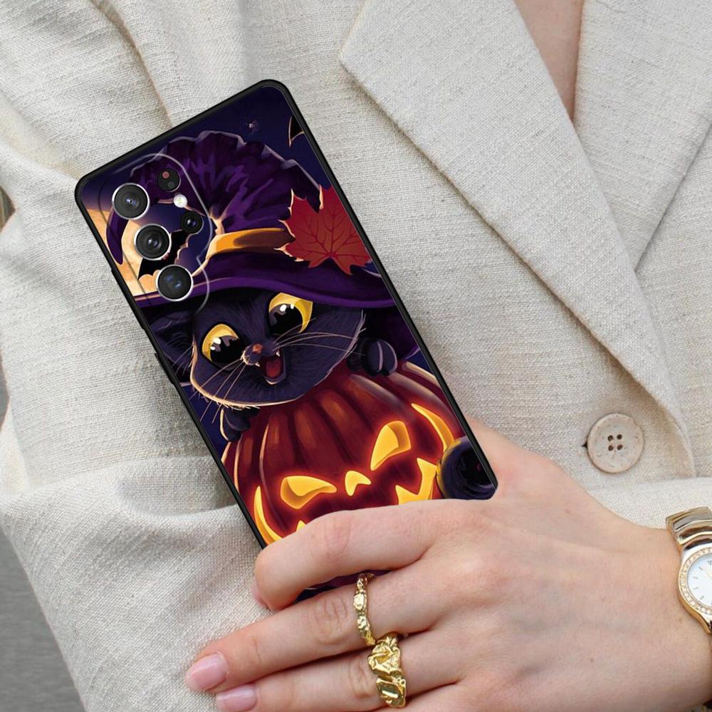 Funny Animal Cartoon Halloween Cat Cell Phone Case for Samsung Galaxy S26 Ultra S25 S24 S23 S22 S21 S20 Note10 Cover