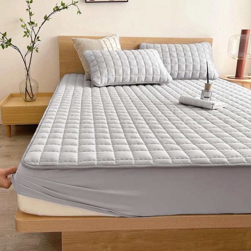 Vodotěsný prošívaný chránič matrace Anti-roztočový Antibakteriální potah na matraci Reliéfní design Povlečení Potah na postel Přizpůsobené prostěradlo