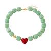 Colorful Heart Pendant Choker Square Candy Neck Chain Fashion Resin Beaded Necklace  Date