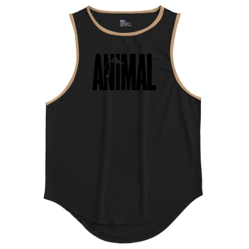 Muscleguys ANIMAL Letter Printed Summer Mens Gym Tank Tops Mesh Quick Dry Sports Clothing Bodybuilding Sleeveless T Shirt Fitness Singlets