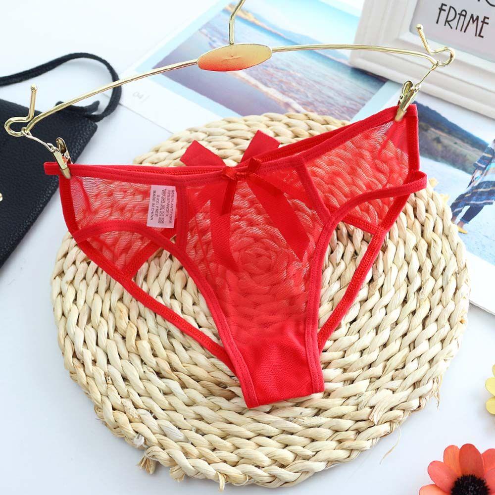 Sexy Hot Women Hollow Out Bow Lace Ladies Thongs Lingerie Lace Underwear Briefs
