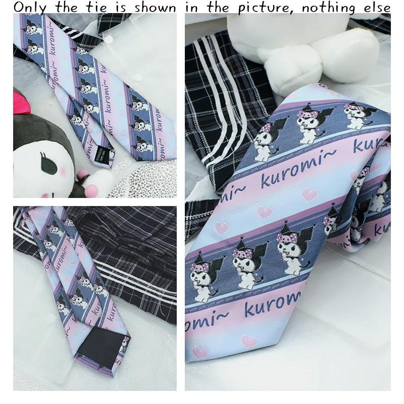 Trendy Arrowhead Type Tie With Kuromi And Sanrio Stripes
