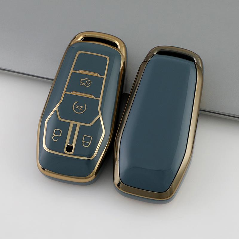 Ford Car Key Case for Mondeo, Focus, Fiesta, Escort, Lincoln, Mustang - TPU Full-Wrap Shell