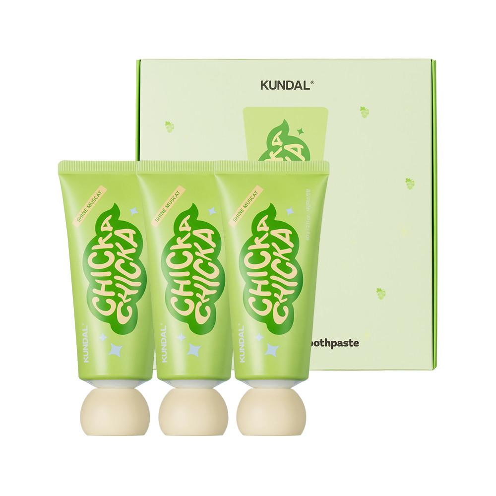 Kundal Children's Toothbrush + High-Fluoride Kids Toothpaste 60g (3 packs), Korean cosmetics with good fragrance