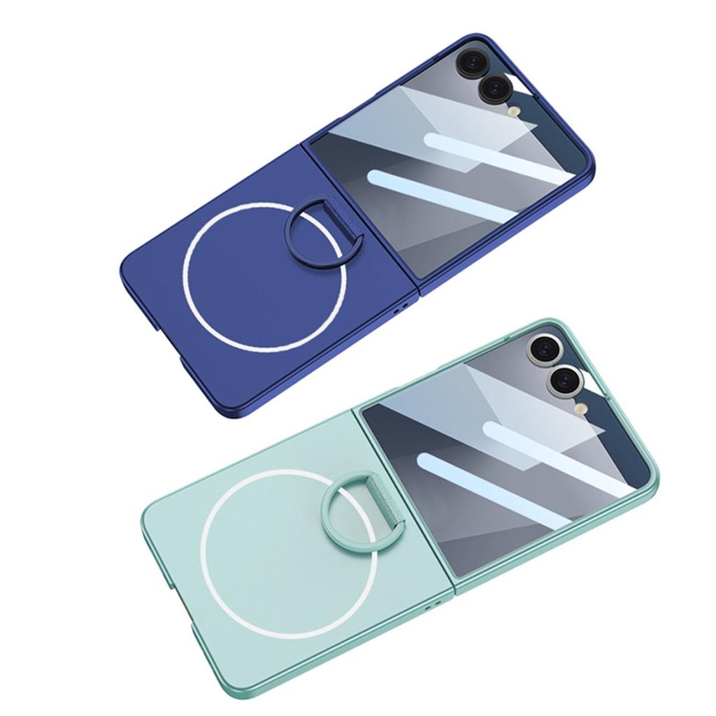 Luxury Slim Magsafe Phone Case for Samsung Galaxy Z Flip 7 Flip7 360 Built-in Screen Protector Full Protection Ring Holder Cover