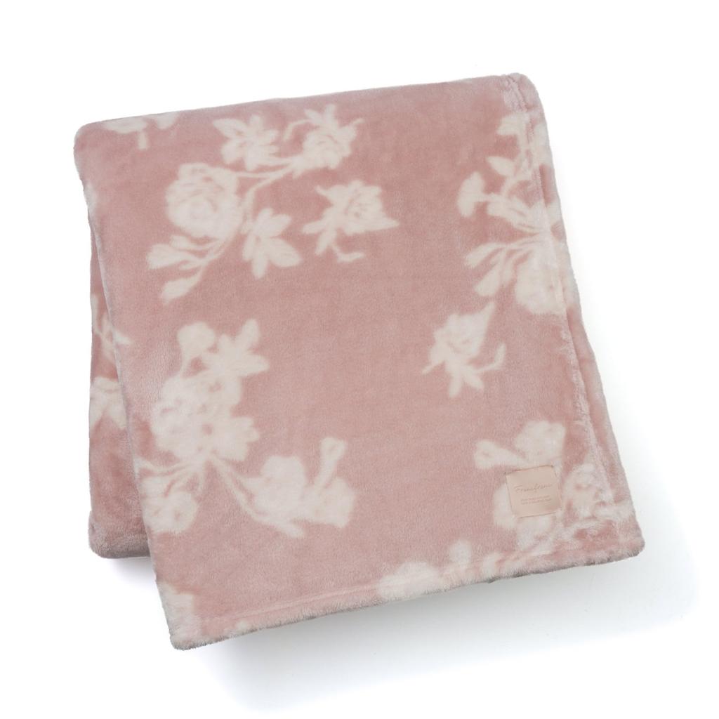 Francfranc WARMY Flower Blanket (Double, Pink, 2025 Model)