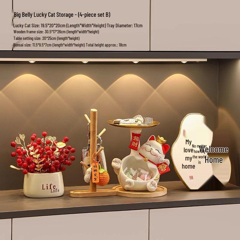 Lucky Cat Key Organizer Ornament for Entryway, Living Room, or Shoe Cabinet - Perfect Home Decor and Housewarming Gift.