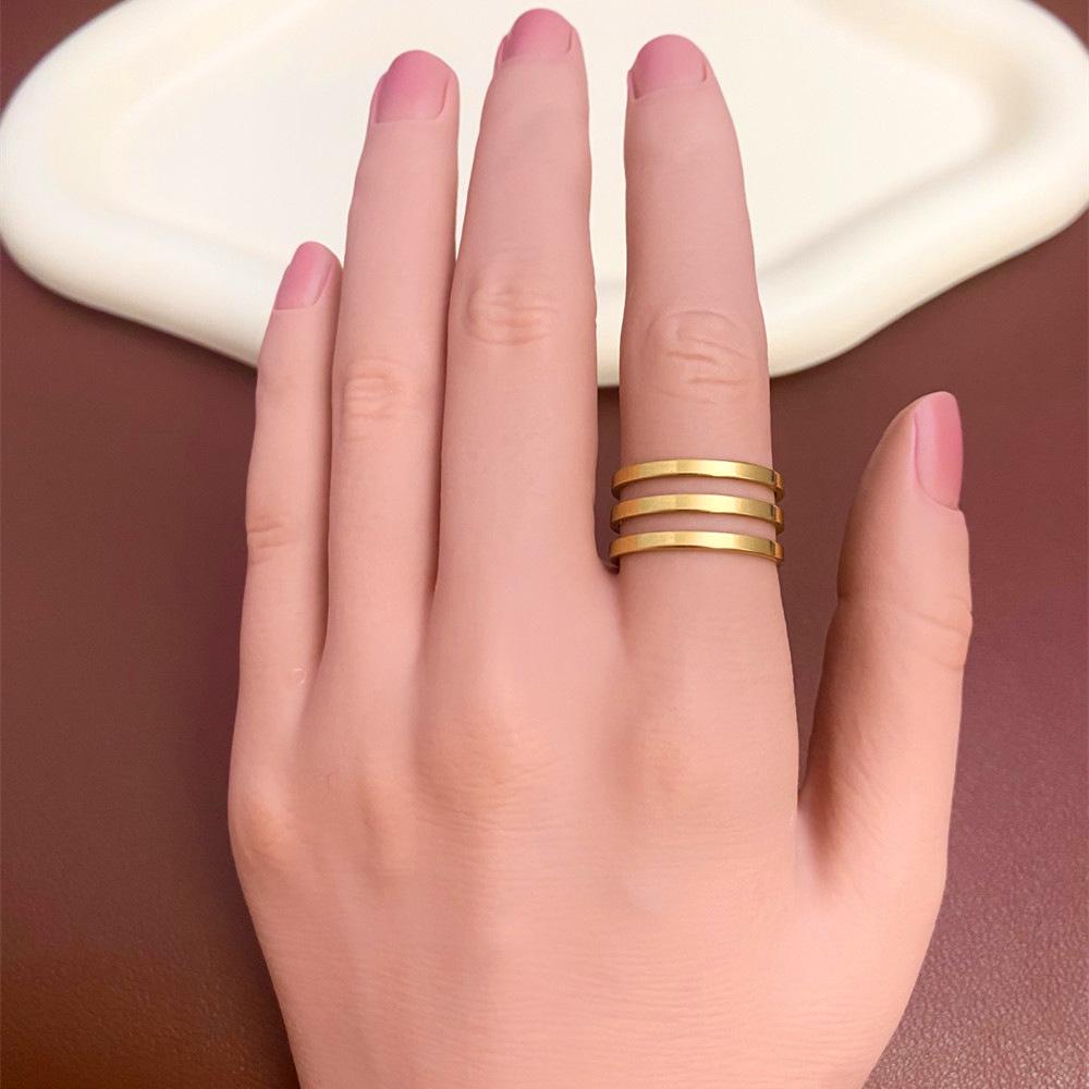 European and American Style Adjustable Gold-Plated Titanium Steel Ring for Women