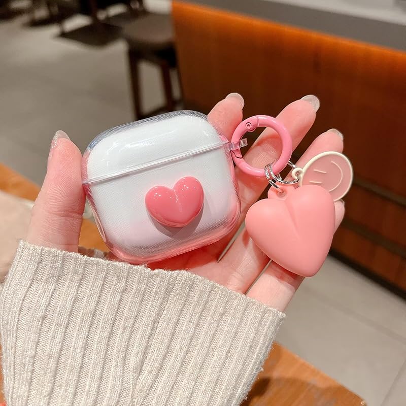 

TanMay Applicable Airpods 4 case clear silicone, cute red heart design ladies for women Popularity air pods 4th generation protective case Shockproof