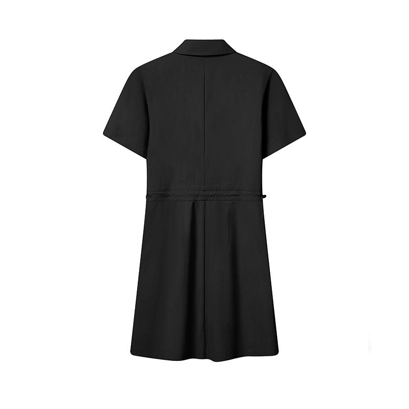FILA White Contact Cool Simple Versatile Classic Short Sleeve Dress Women dresses Black F11W623316FBK