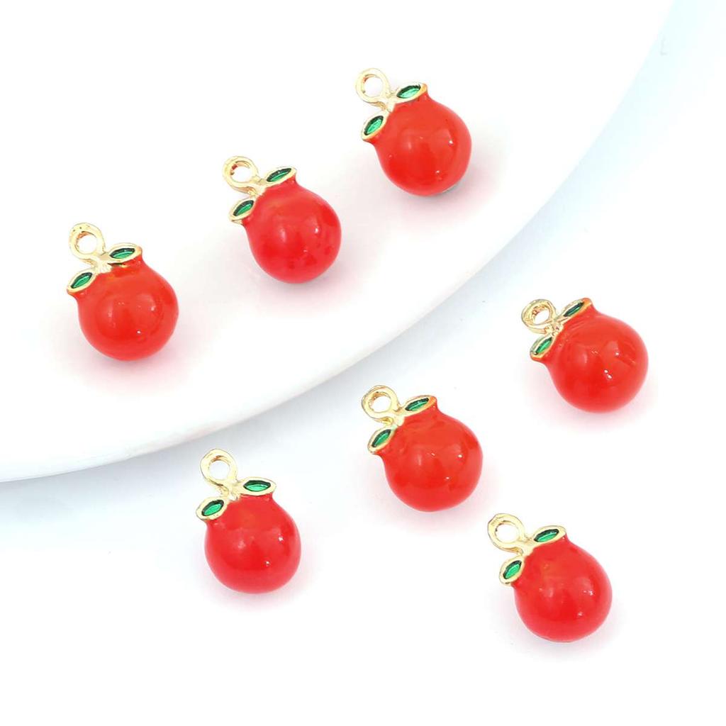 2Pcs Alloy Fruit Enamel Pendant Strawberry Grape Cherry Charms for Jewelry Making DIY Bracelet Handmade Craft Accessories