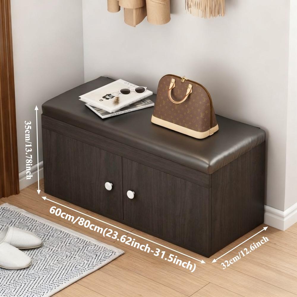Shoe Changing Stool with PU Leather Multi-layer Shoe Storage Shoe Cabinet Shoes Storage Rack Home Entrance Door Long Bench