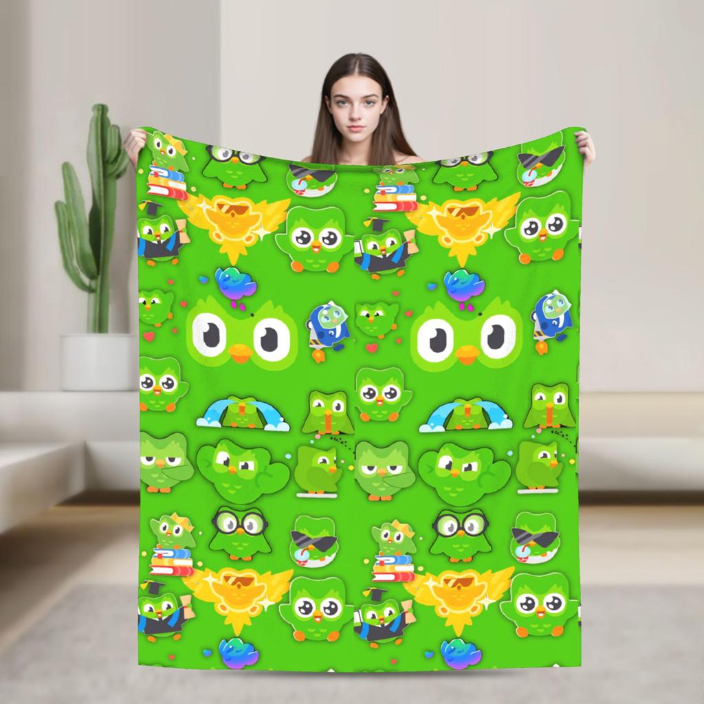 Duolingos Velvet Blanket Quality Warm Bedding Throws Autumn Decorative Bedroom Graphic Bedspread