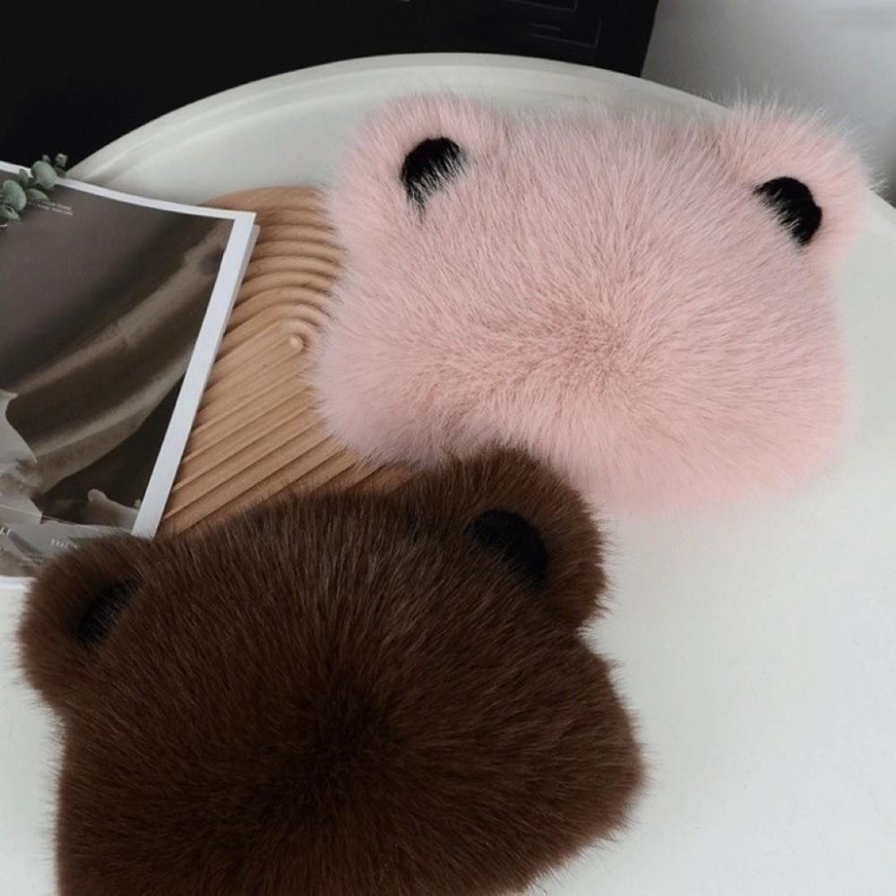 Gorro de Pelo con Orejas de Oso Peludo y Esponjoso Gorro de Lana Engrosado Moda Gorro Mongol Otoño e Invierno
