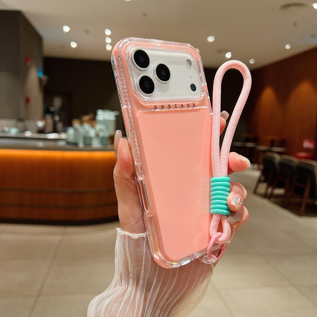 Luxury Candy Color Shockproof Case for iPhone 17 Air 16 15 14 Plus 13 12 11 Pro Max Hybrid Bumper Armor With Lanyard Strap Cover