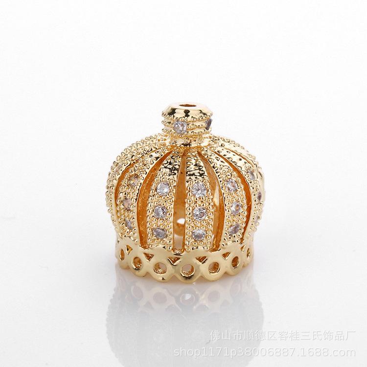 

5 Pcs/lot Copper Micro Inlaid Zircon Tassel Hat Crown Pendant Necklace DIY Jewelry Accessories Wholesale 13 mm