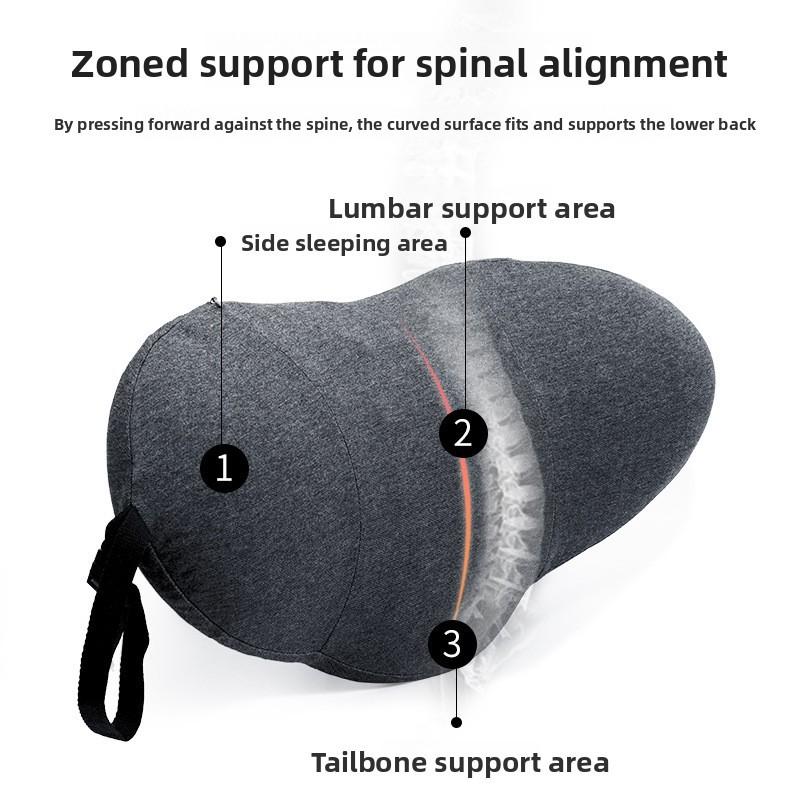 Memory Foam Lumbar Pillow For Pregnancy And Bed Support With Cotton Cover For Home And Car Use