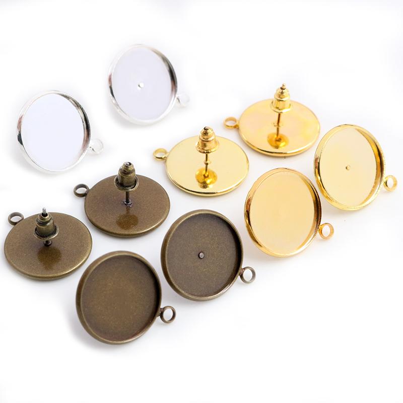 8-16mm 10pcs Bronze Silver Gold Colors Earring Studs,Earrings Blank/Base,Fit 8-16mm Glass Cabochons,Buttons;Earring Bezels