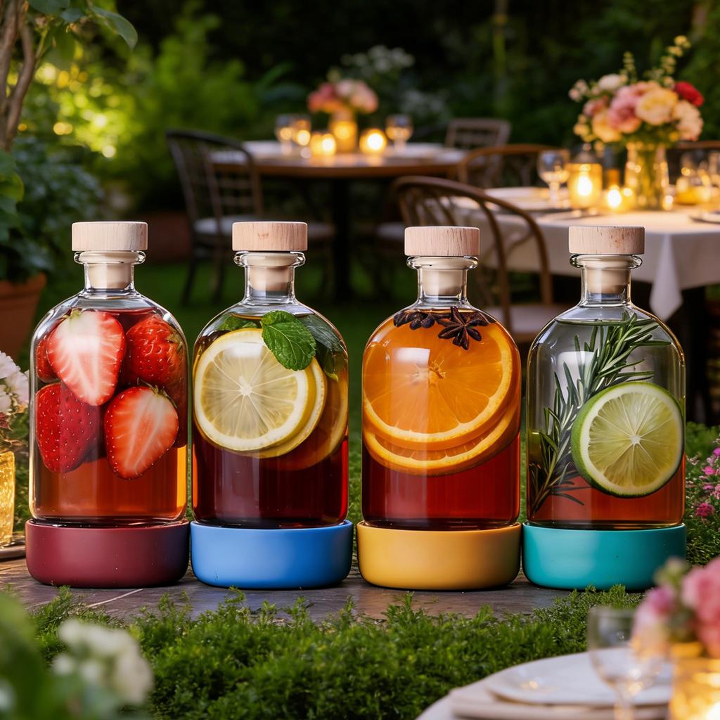 Inmeet Bar Professionelles 2-teiliges Tauchflaschen-Set Mehrzweck-Glasflasche mit Stopfen für Wein Saft Öl Haushaltsgebrauch