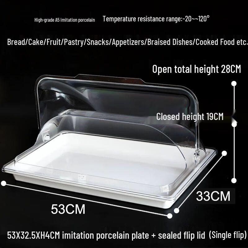 European Style Transparent Flip-Lid Food Display Tray