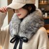 Solid Color Fur Collar Scarf Thicken Neck Warmer Scarf Fluffy Women Scarves  Winter