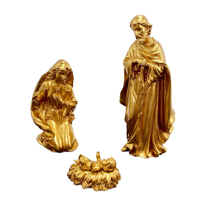 Resin Handicrafts Simulated Human Figure Sculpture Family of Three Christmas Birth of Jesus Decorative Figurines Home Decoration