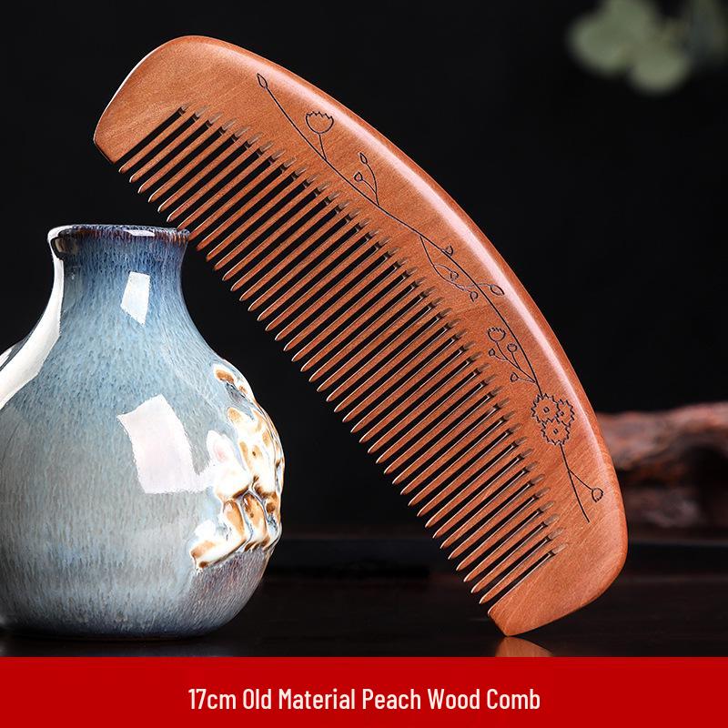 Natural Anti-Static Peach Wood Comb for Men & Women’s Long Hair with Buffalo Horn