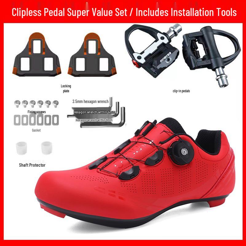 Unisex Road & Mountain Bike Cycling Shoes with Lock-Free Flat Bottom