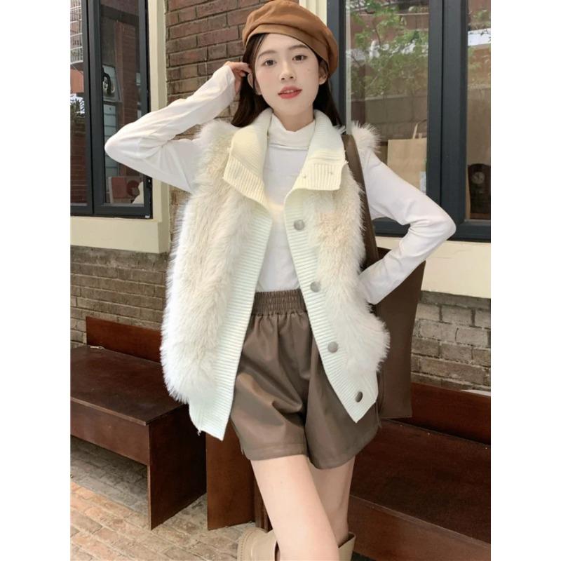 2023 Autumn Winter Elegant Kintted Vest Coat Women Casual Sleeveless Sweater Solid Thick Warm Coat Jacker Female Outwear Chic