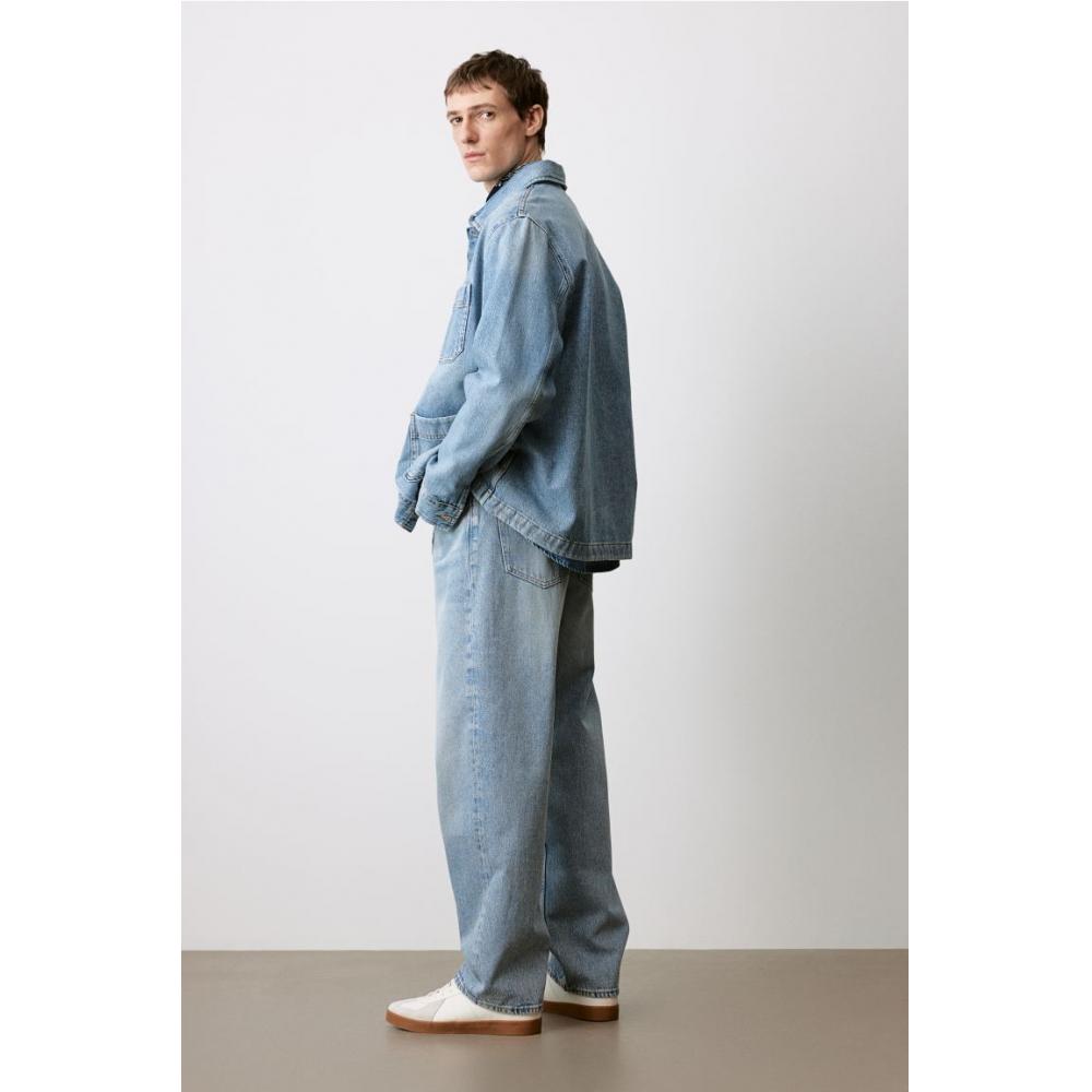 

Джинсовая рубашка стандартного кроя HM, синяя