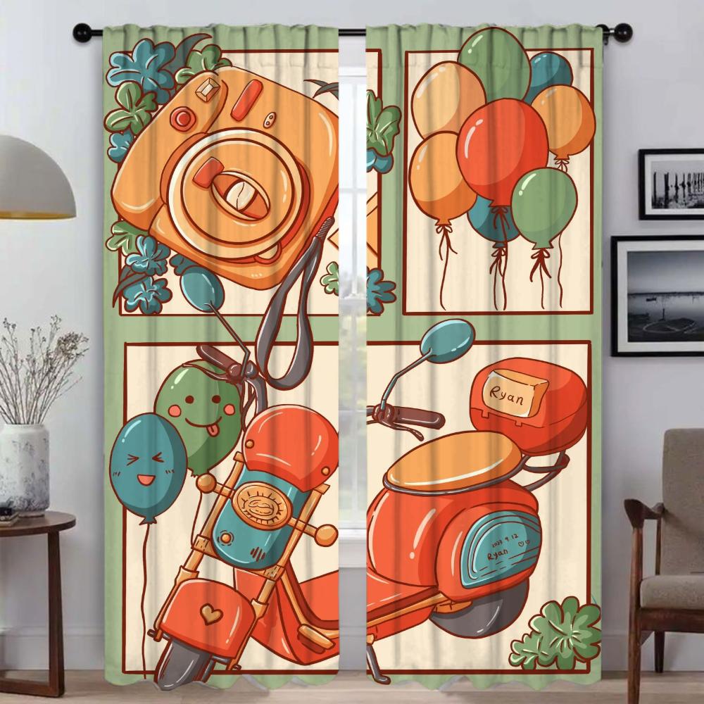 Cute Picture Curtains for Living Room Curtain for Room 2 Panel Shades Halloween Decoration Partition Home Interior Curtains