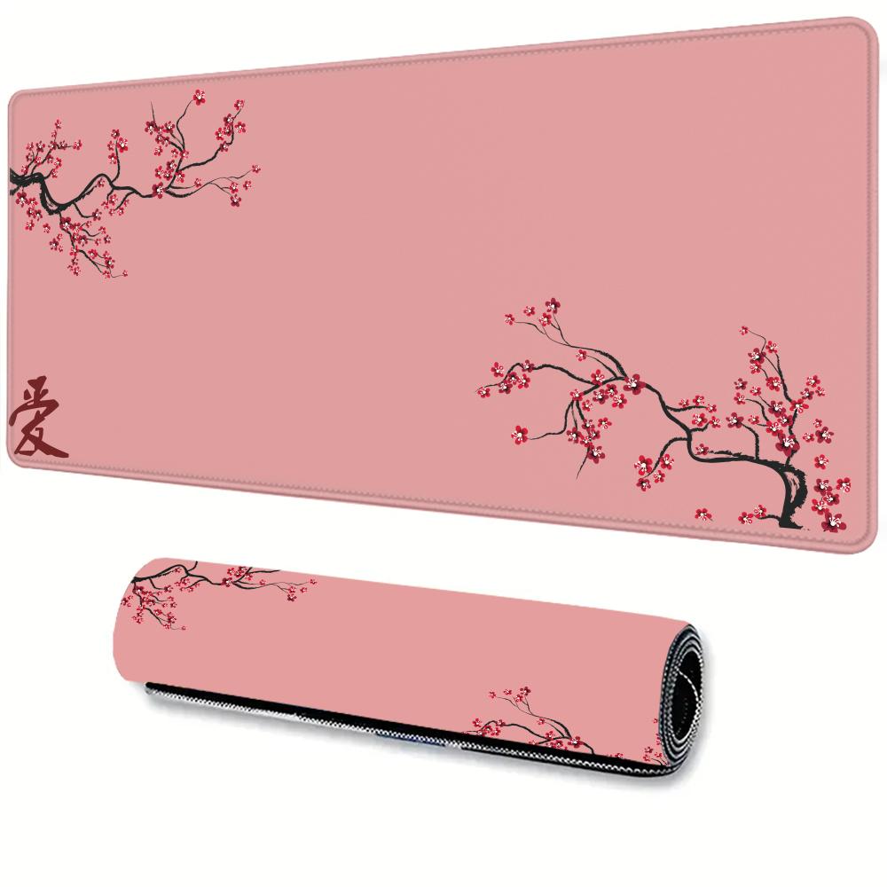Cherry Blossom Ai Mouse Pad, Minimalist Japanese Desk Decor Cute HD Extended Gaming Keyboard Mats Large 90x40cm XXL Gamer