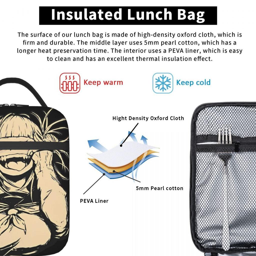 Anime My Hero Academia Print Lunch Bag Funny Lunch Box School Convenient Thermal Lunch Bags Graphic Cooler Bag