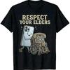 Shortsleeve Casual Cotton Garment Soft Round Neck Unisex Cut Vintage Tee Respect Your Elders Print Smartphonerotary Phone Teddy Bear Design