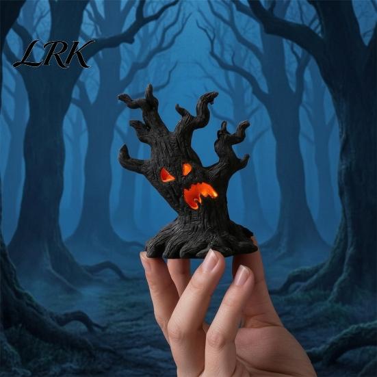 Miniature Sand Table Landscaping Halloween Tree Demons Ornaments, Resin Micro Landscape Figures, Dark Gothic Window Display Props Forest Ghost