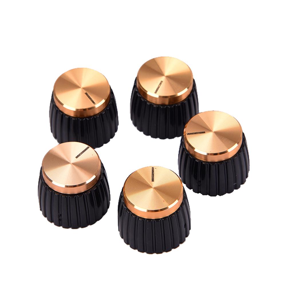 5 Pieces Guitar AMP Amplifier Knobs with Gold Replacement Parts
