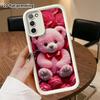 Phone Case: 2D Flat Samsung Galaxy A34 A35 M05 M06 S20 S22 S21 FE Plus 5G Step Protection Case, Pink Plush Teddy Bear, Christmas and Halloween Gift