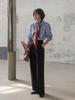Memua Pinst Wide Trousers Slacks (Gray)