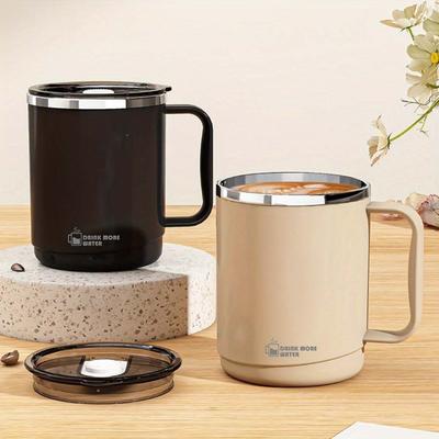 Stainless Steel Mug with Lid, Large-capacity Office Cup, Brewed Drinking Cup, Household Coffee Cup for Men and Women.