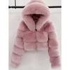 Pelz Herbst und Winter Kunstpelz Thermische Kapuzen-Pelzjacke Damen