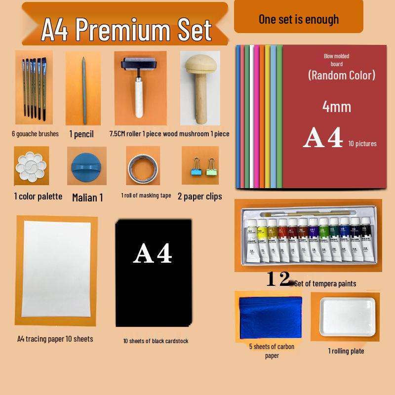 4mm Thick Blow Molding Paper Set for DIY Printmaking: Colored 4K Printing & Engraving Board
