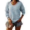 Women's  Fall Winter Solid V-neck Loose Plus Size Knit Pullover Sweater
