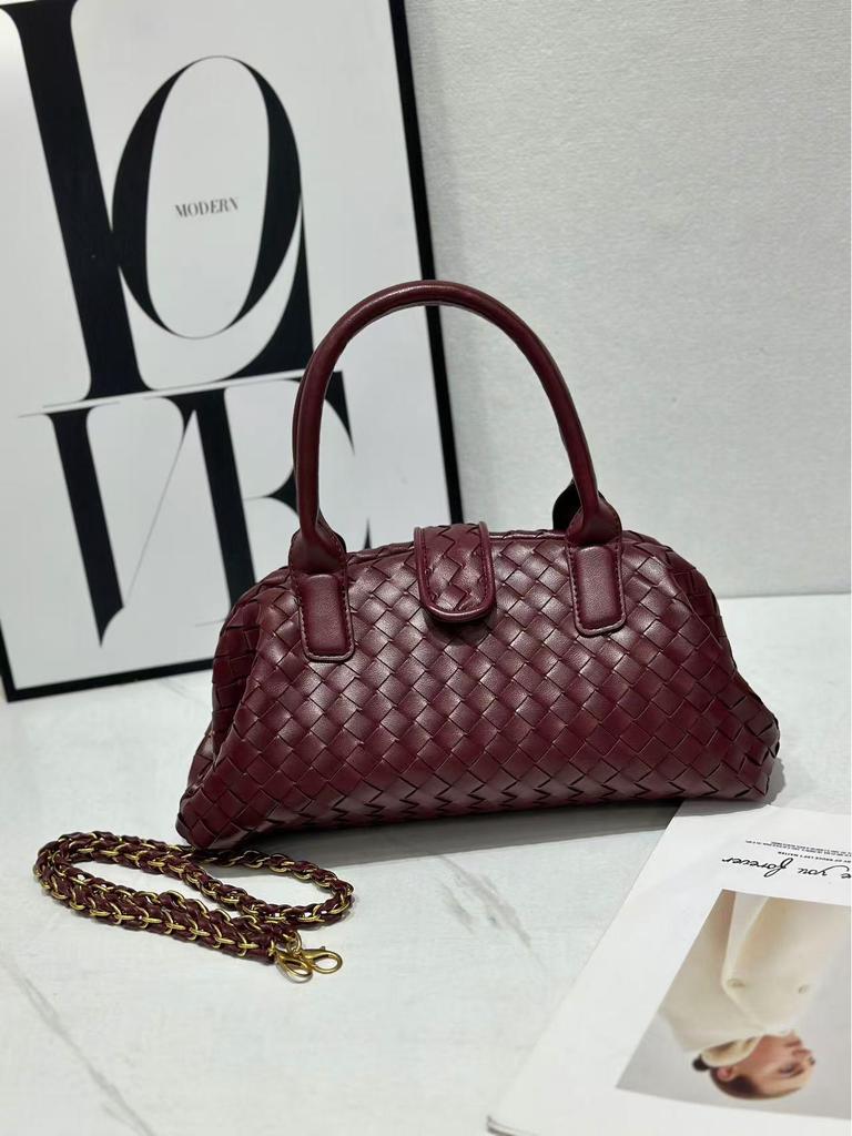 Genuine Leather Women's Crossbody Handwoven Boston Bag