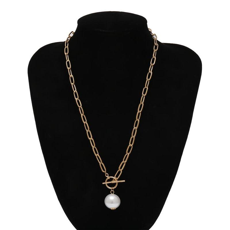 Long Chain Pearl Pendant Necklace 