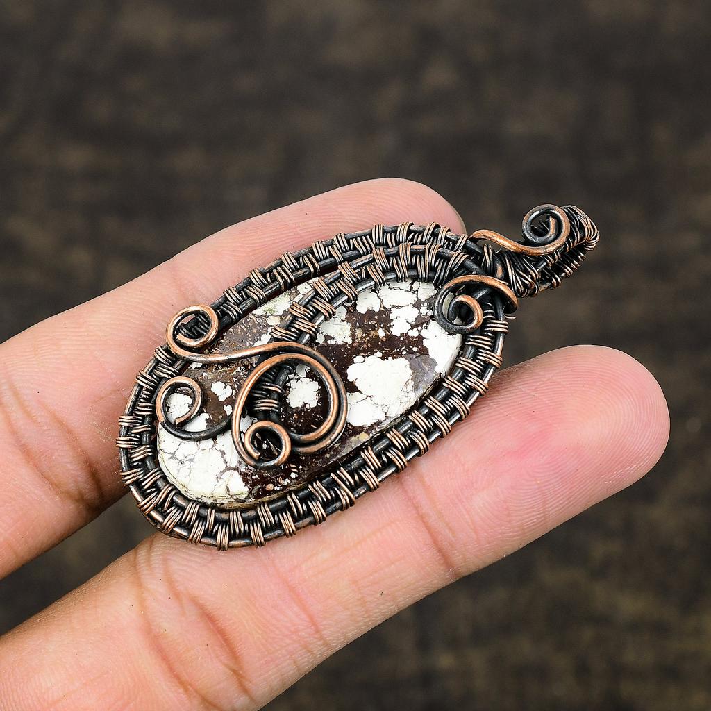 Natural Wild Horse Gemstone Handmade Copper Wire Wrap Gift Pendant 2.28 N6V74
