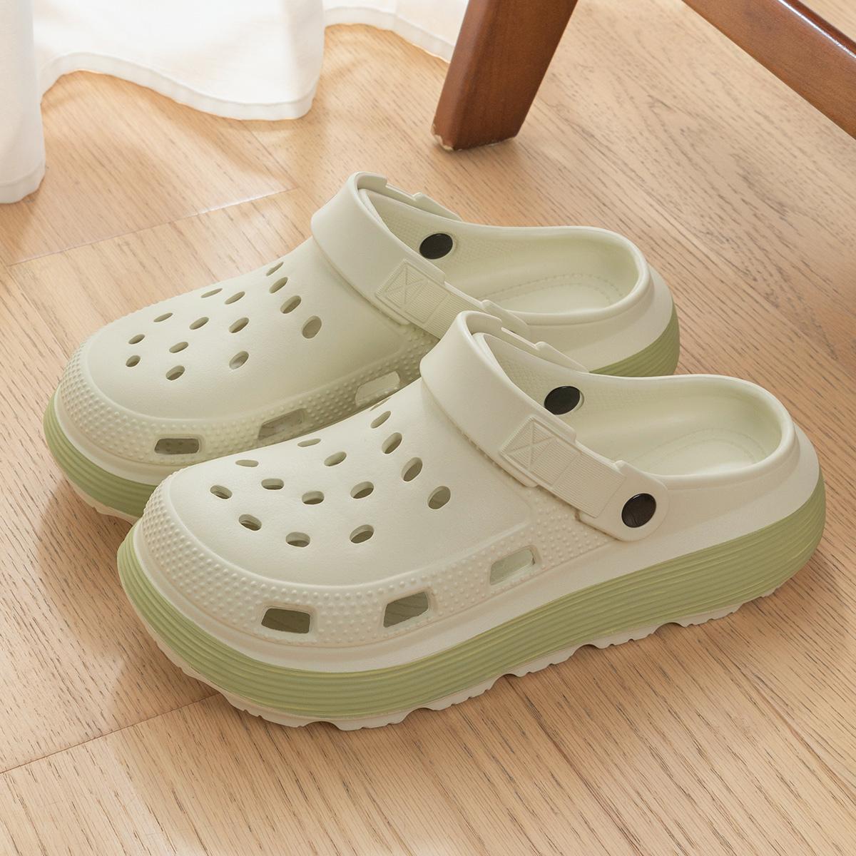 

Platform Women Clogs Shoes Summer Beach Thick Bottom Sandals Fashion Comfortable Clogs Indoor Outdoor Men Hole Shoes 35-36 зелений