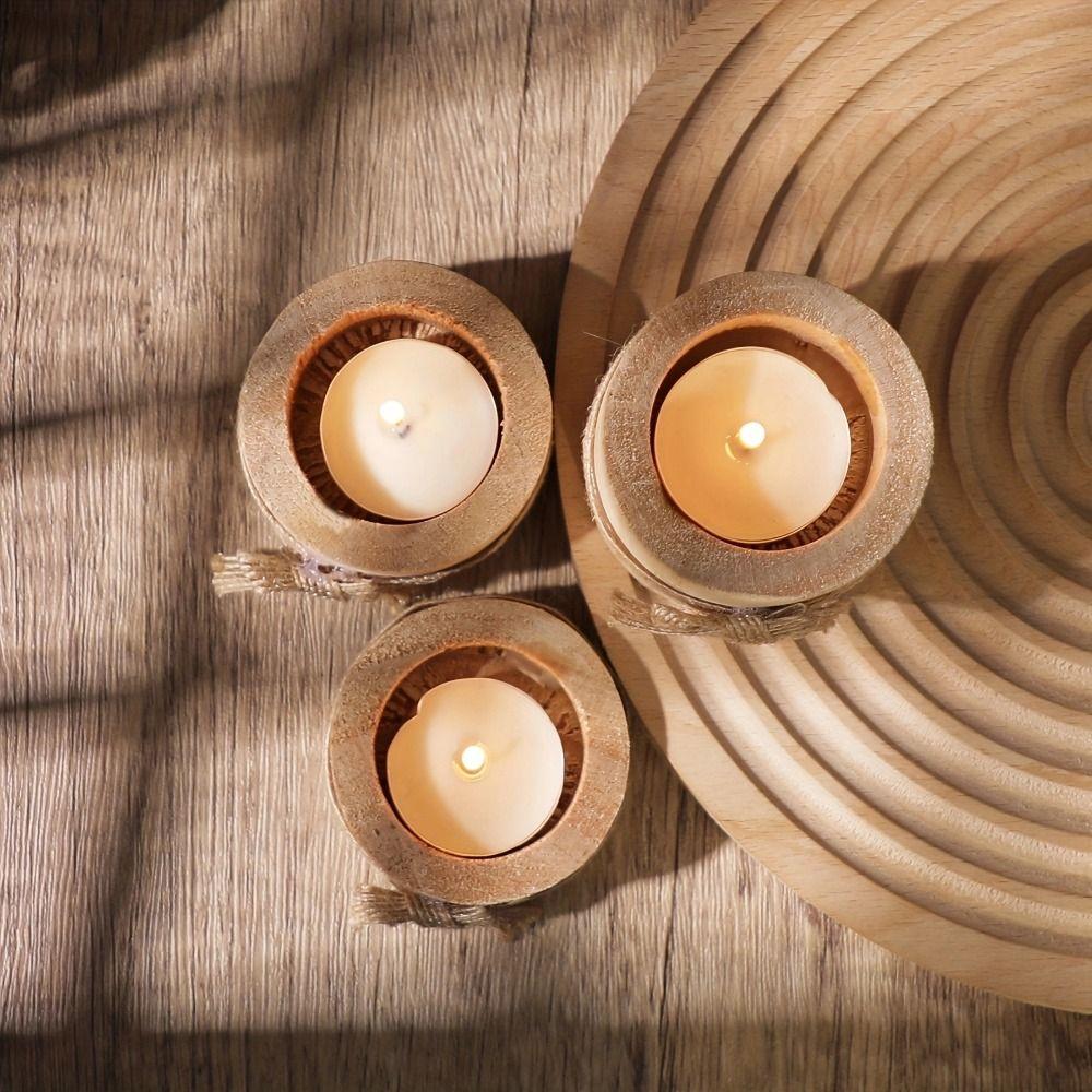 Woode Craft Tree Stump Candle Stand Handmade Succulent Plant Pot Wooden Candle Holders  Props