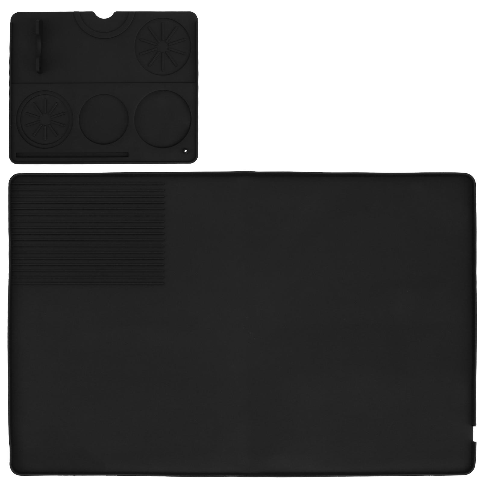 Silicone Coffee Mat Compartmental Design Coffee Bar Mat Waterproof Coffee Counter Mat with Raised Edges Reusable Coffee Maker