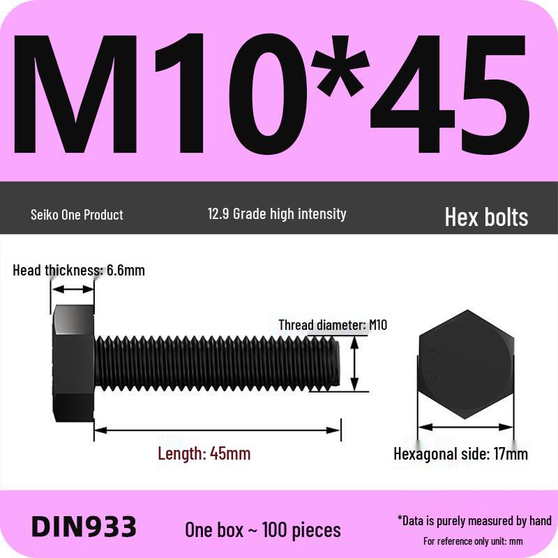 High Strength Class 12.9 Hex Bolt Set: M4-M16 Sizes